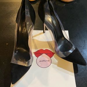 Gianvito Rossi Black Suede Plexi Pump Size 40